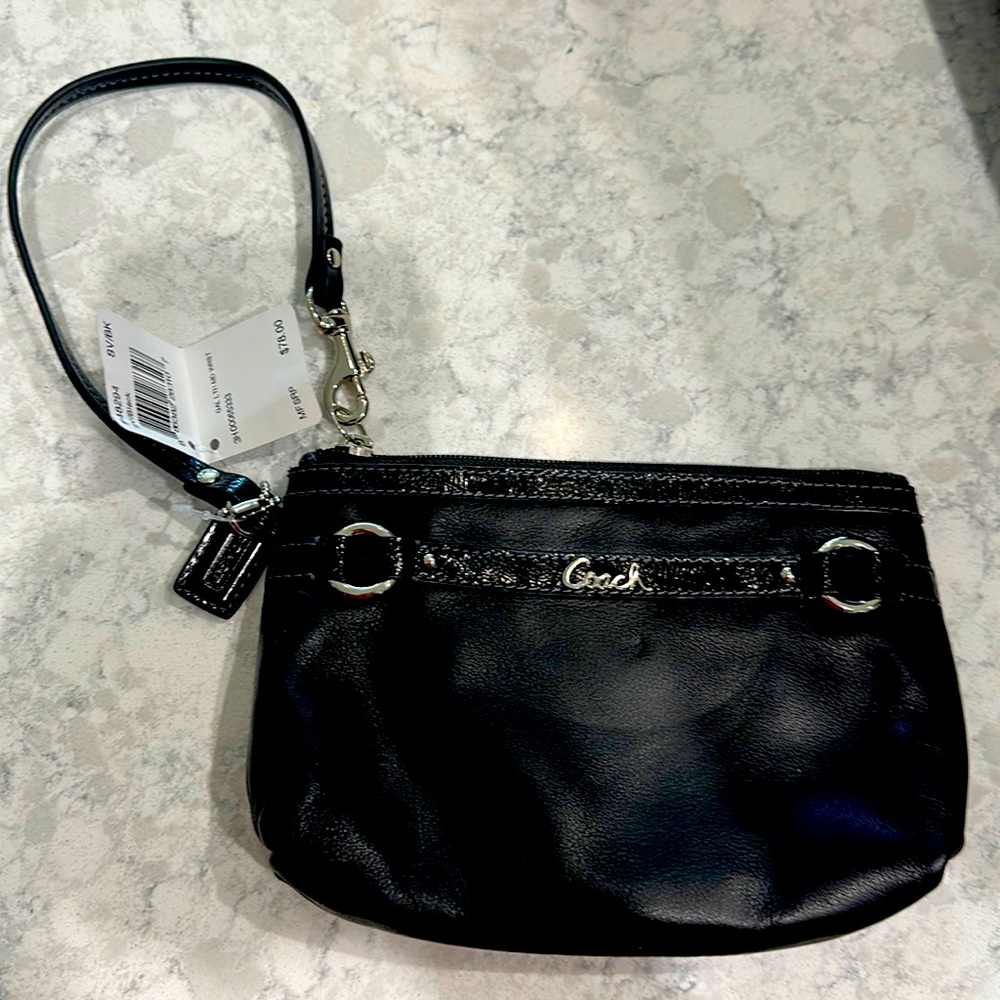 NWT Coach Wristlet Black with black lining